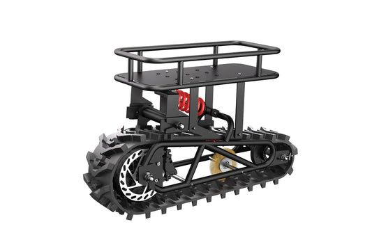 Black snow sled kit RT1-DIY with 3000W motor, front and rear shock absorbers, and carbon steel frame